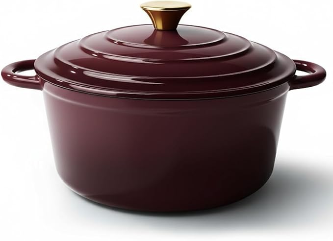 4.5 Quart Dutch Oven Pot with Lid, Non Stick Enameled Cast Iron Dutch Oven for Bread Baking, Heavy-Duty, Oven Safe Ceramic Cookware Up to 500°F for Baking, Braising, Stews, Roasting, Fig