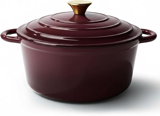 Vintage Style 4.5 Quart Dutch Oven Pot with Lid, Non Stick Enameled Cast Iron Dutch Oven for Bread Baking, Heavy-Duty, Oven Safe Ceramic Cookware Up to 500°F for Baking, Braising, Stews, Roasting, Fig