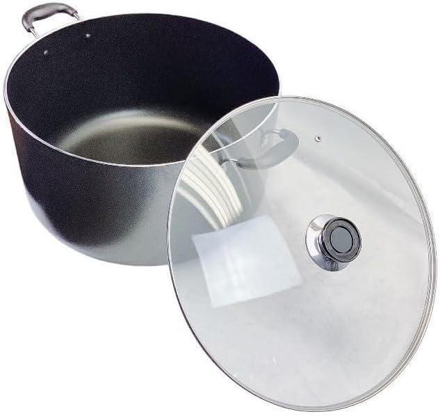 30 QT Non-Stick Dutch Oven Stockpot Pasta Cooking Pot, Glass Lid Double Handles