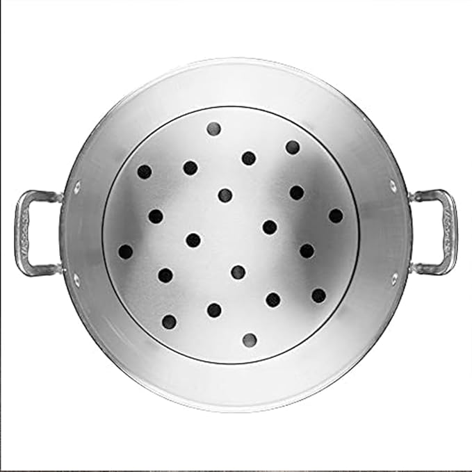 Vasconia 32-Quart Steamer Pot (Aluminum) with Tray & Glass Lid - For Most Stoves (Hand-Wash only) Large Stock Pot for Tamales, Steaming, Boiling & Frying - Makes Seafood, Pasta, Vegetables & More