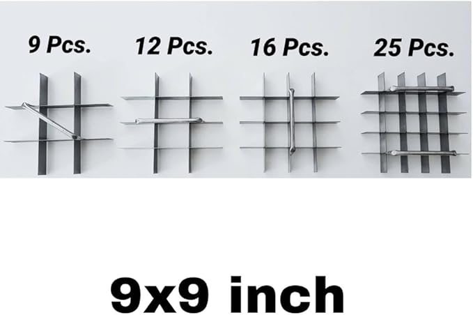 Stainless Brownie Cutter 8,9,10,11,12 Inch Heavy Duty Baking Pan with Slicer Ensures Perfect Crispy Edges for Oven Baking - Bakeware Cake Portion Cutter (Cutter 9x9" 9 Pcs.)