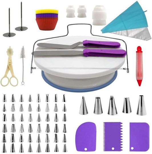 107 Piece Cake Turntable Baking Tool Set Combination Large Decorated Mouth Silicone Cup