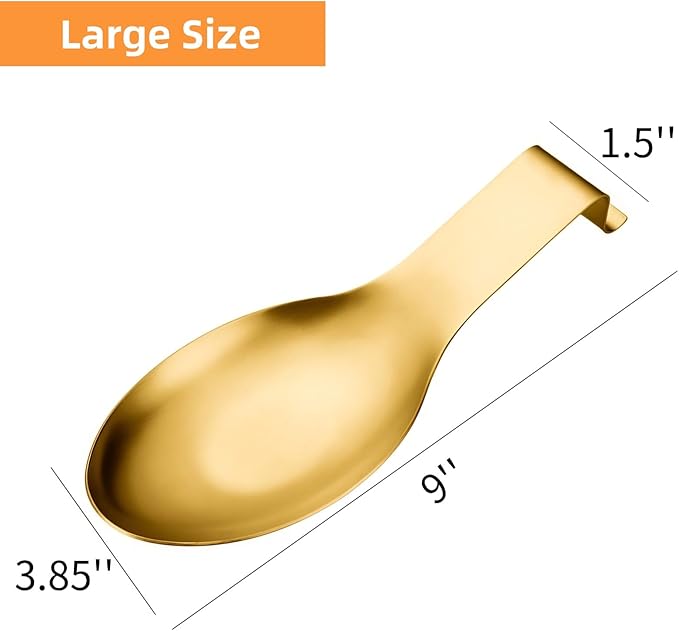 Stainless Steel Gold Kitchen Utensils Set with Holder & Spoon Rest, Durable Kitchen Accessories Includes 6 Cooking Utensils, 1 Hanging Rack,1 Ladle Holder, Easy to Clean, Modern Countertop Décor
