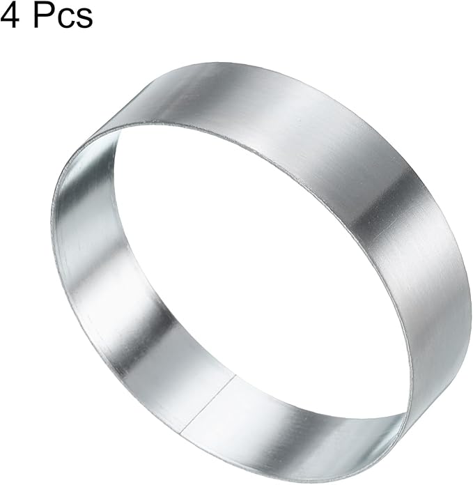 HARFINGTON 4Pcs Round Cake Ring 2.76 x 1 Inch Seamless Stainless Steel Pastry Mousse Dessert Ring Mirror Coating for Baking Cooking English Muffins Crumpet Making Tool