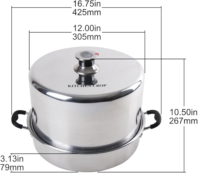 Kitchen Crop Steam Canner with Temperature Indicator (Stainless Steel Steam Canner + Tools)