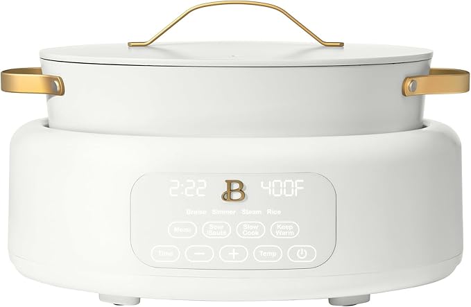 IT'S BRAZILIAN Beautiful 10 in 1, 6 Qt Electric Multi-Cooker, White Icing by Drew Barrymore