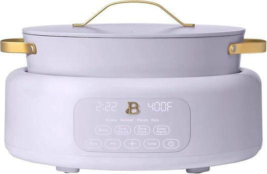 10-in-1 Electric Multi-Cooker by 6-quart, digital display, 10 cooking functions, non-stick pot, easy one-touch control (Lavender)
