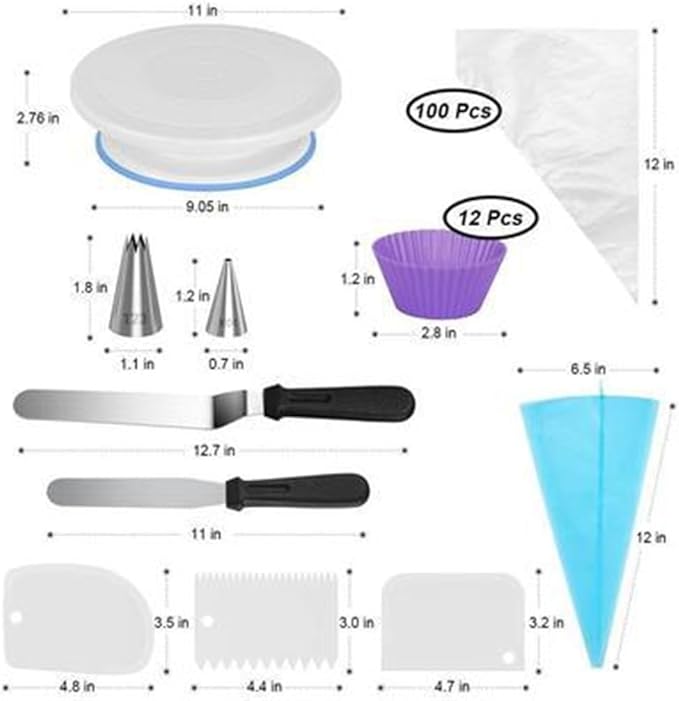 178 Piece Cake Turntable Baking Tool Set Combined Sugar Flipping Brush 6-piece Set