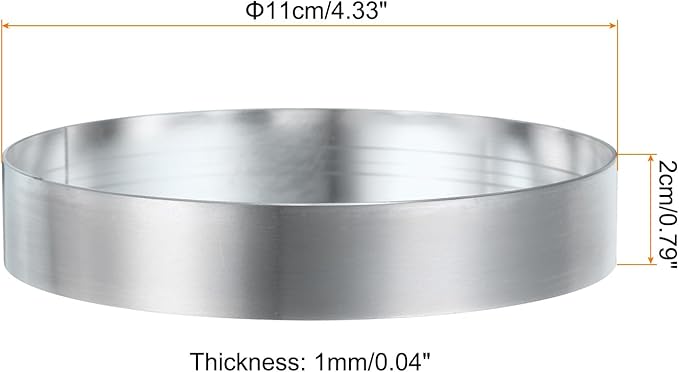 HARFINGTON 4Pcs Round Cake Ring 4.33 x 1 Inch Seamless Stainless Steel Pastry Mousse Dessert Ring Mirror Coating for Baking Cooking English Muffins Crumpet Making Tool