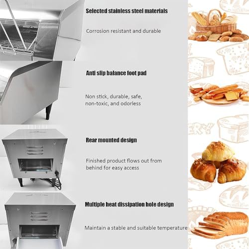 Commercial Conveyor Toaster Catering Conveyor Toaster Electric Bread Maker 150/300/450 Pieces/Hour Automatic Oven Intelligent Temperature Control (Silver 450)