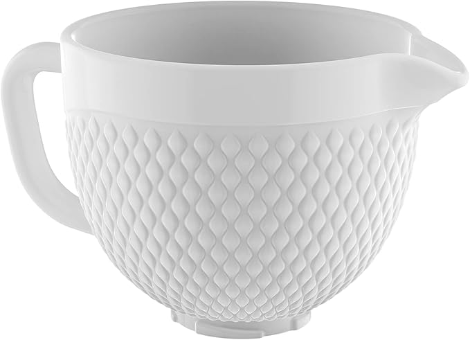 GVODE Ceramic Mixer Attachment Fit 4.5-5Q Tilt-Head Models, 5Qt Ceramic Bowl for KitchenAid Mixers, Vintage Pineapple Design | Microwave & Dishwasher Safe Baking