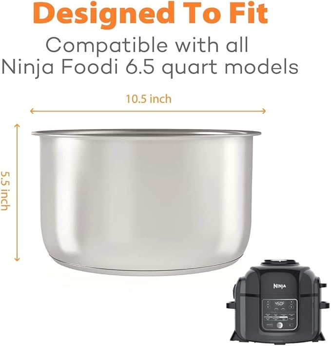 Goldlion Stainless Steel Inner Pot Compatible with Ninja Foodi 6.5 Quart Accessories Replacement Insert Liner