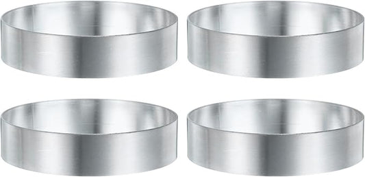 HARFINGTON 4Pcs Round Cake Ring 3.15 x 1 Inch Seamless Stainless Steel Pastry Mousse Dessert Ring Mirror Coating for Baking Cooking English Muffins Crumpet Making Tool