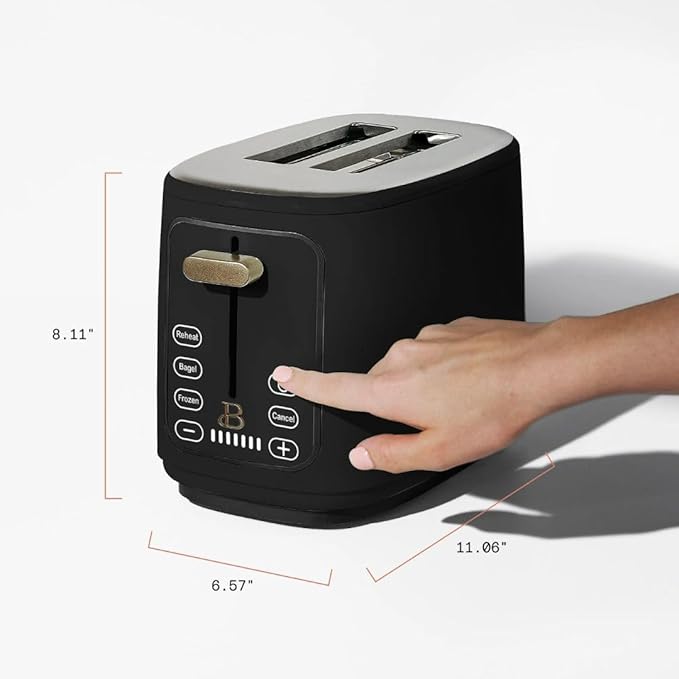 2-Slot Toaster, Touch-Activated Display, 7 Shade Settings, Bagel/Frozen/Reheat Presets by Drew Barrymore (BLACK)