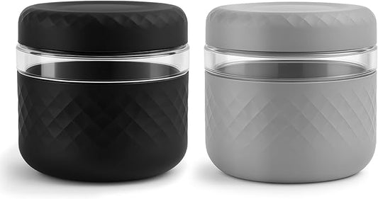 24 oz Glass Lunch Bowl Containers with Lids 2 Pack | Leak & Spill Proof, BPA-Free, Microwave & Dishwasher Safe | Airtight Meal Prep & Food Storage Jar for Lunch, Salad, Soup, Oats, Stew, Yogurt