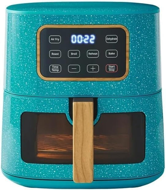 Fast PLL-ne!r 5.8 Quart Air Fryer, Teal Speckle – Family-Size Digital Air Fryer with Rapid Heat Technology, Nonstick Basket, Energy Efficient Design, Easy Clean, Country Chic Kitchen Appliance
