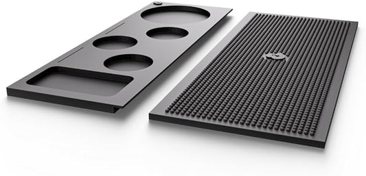 GROUNDED & NESTLED 3-in-1 Modular Barista Mat | Coffee Bar Tamping Mat | Puck Prep/Pour Over/Matcha Bar Mat | Black