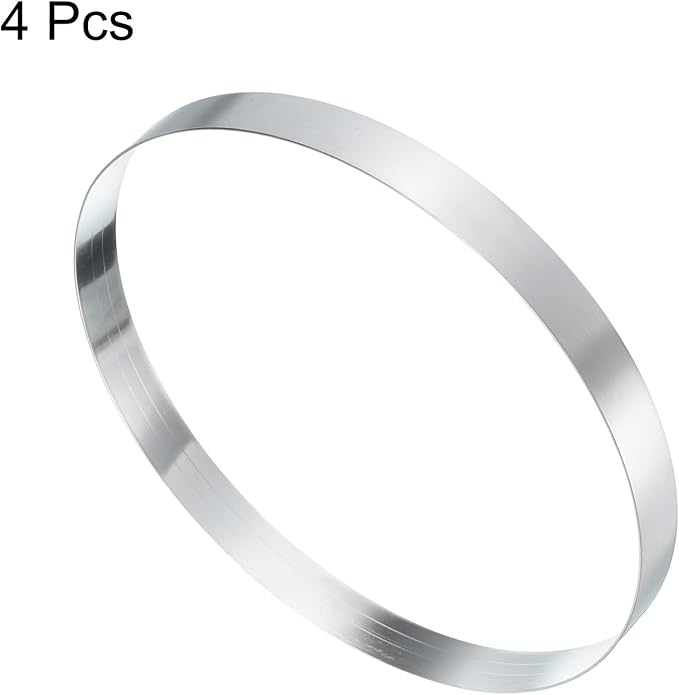 HARFINGTON 4Pcs Round Cake Ring 7.87 x 1 Inch Seamless Stainless Steel Pastry Mousse Dessert Ring Mirror Coating for Baking Cooking English Muffins Crumpet Making Tool