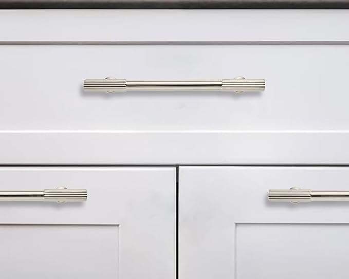 khtumeware 12 Inch Hole Center 2 Pack Polished Nickel Heavy Duty Solid Cabinet Pulls, Kitchen Drawer Handles, for Dresser cabinets, cabinets, Door cabinets, Hardware