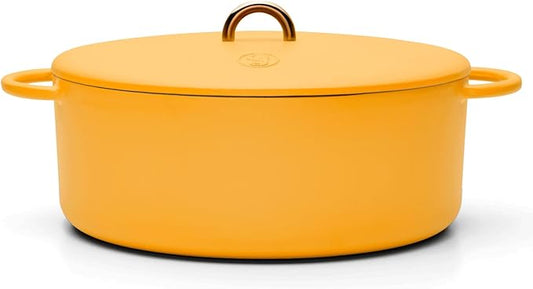 Great Jones Dutchess Cast Iron Dutch Oven Pot With Lid (Mustard) - Large 6.75 Quart Size, Dual Handles - All Stovetop Safe - 500° Dutch Oven For Bread Baking | Dishwasher Friendly
