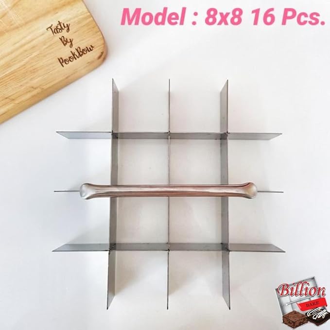 Brownie Cutter Stainless 100% 8,9,10,11,12 Inch Heavy duty Baking Pan or Slicer Ensures Perfect Crispy Edges baking pan Bakeware for Oven Baking Bakeware Cake portion cutter (Cutter 8x8" 16 Pcs.)
