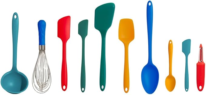 GIR: Get It Right 10-Piece Silicone Ultimate Kitchen Utensil Set – Spatulas, Ladle, Flip, Spoons, Whisk, Peeler & Spoonula – Nonstick, Non-Toxic, Heat-Resistant – Madrid