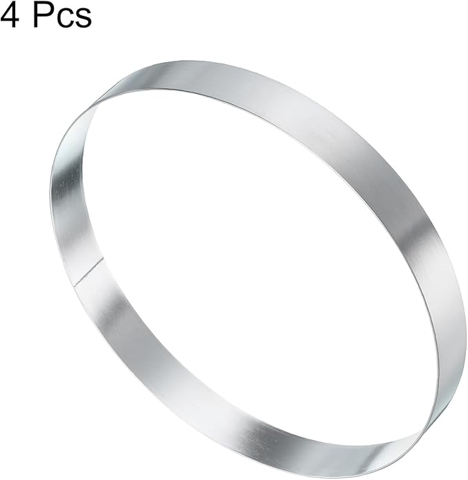 HARFINGTON 4Pcs Round Cake Ring 6.69 x 1 Inch Seamless Stainless Steel Pastry Mousse Dessert Ring Mirror Coating for Baking Cooking English Muffins Crumpet Making Tool