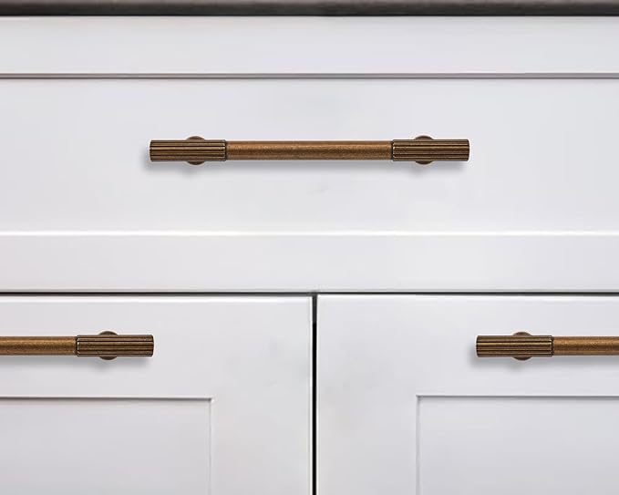 khtumeware 5 Inch Hole Center 5 Pack Antique Brass Heavy Duty Solid Vintage Brass Cabinet Pulls, Kitchen Drawer Handles, for Dresser cabinets, cabinets, Door cabinets, Hardware