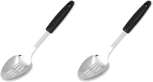 Chef Craft Select Slotted Spoon, 12.75 inches, Stainless Steel/Black (Pack of 2)