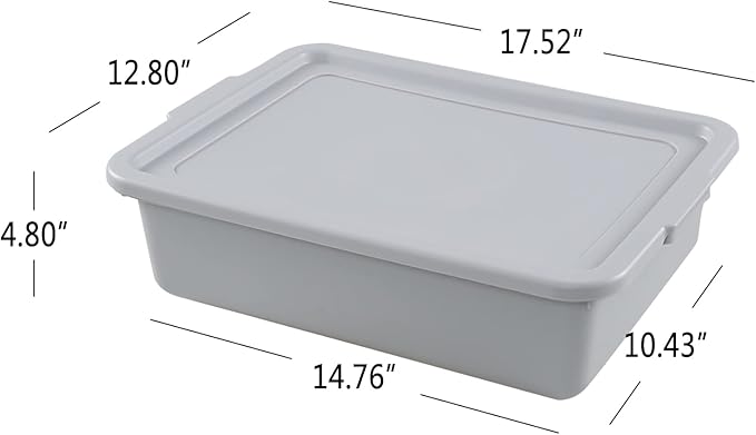 Wekioger 3 Pack Bus Tubs Commercial, 13 L Meat Tubs with Lids, Silver Grey