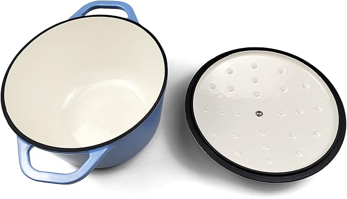 HAWOK 5 qt Enameled Cast Iron Dutch Oven, Dia. 9.96 inch with Lid, Blue