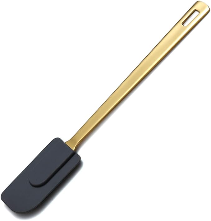 Gold Silicone Spatulas, Berglander Flexible Scrapers Baking Mixing Tool With Titanium Gold Plating, Baking Tools, Heat Resistant, Dishwasher Safe, Easy to Clean
