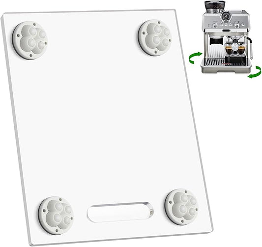 Acrylic Appliance Slider with 360° Rolling Wheels, Sliding Tray for Heavy Kitchen Appliances, Coffee Maker Slider Tray for Counter, Countertop Moving Tray for Kitchen(Large 15.7"×13")