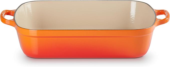 Le Creuset Enameled Cast Iron Signature Rectangular Roaster, 5.25 qt. (11.7" x 16.8"), Flame