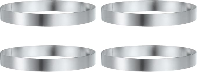 HARFINGTON 4Pcs Round Cake Ring 5.9 x 1 Inch Seamless Stainless Steel Pastry Mousse Dessert Ring Mirror Coating for Baking Cooking English Muffins Crumpet Making Tool