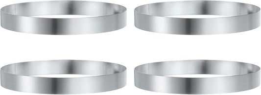 HARFINGTON 4Pcs Round Cake Ring 5.9 x 1 Inch Seamless Stainless Steel Pastry Mousse Dessert Ring Mirror Coating for Baking Cooking English Muffins Crumpet Making Tool