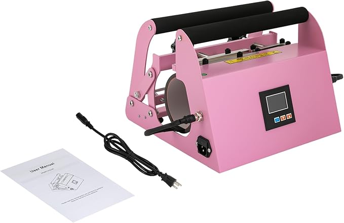 Tumbler Heat Press Machine, 110V 40Oz Mug Press Sublimation Machine with Temp and Time Adjustable - Double Cup Mats for Ceramic Mugs, Glass Cans Car Cups (Light Pink)