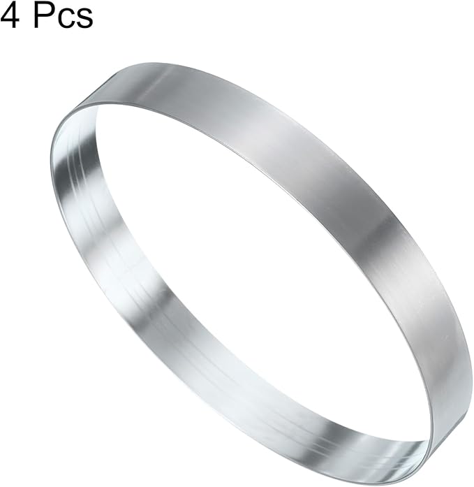 HARFINGTON 4Pcs Round Cake Ring 5.12 x 1 Inch Seamless Stainless Steel Pastry Mousse Dessert Ring Mirror Coating for Baking Cooking English Muffins Crumpet Making Tool