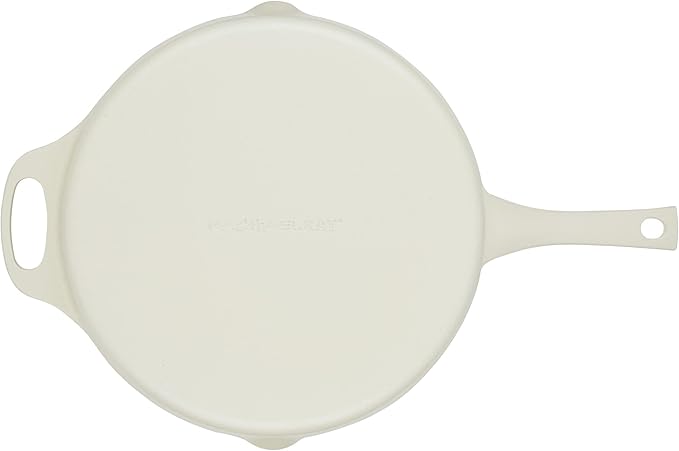 Rachael Ray NITRO Cast Iron Frying Pan/Skillet with Helper Handle and Pour Spouts, 12 Inch, Almond