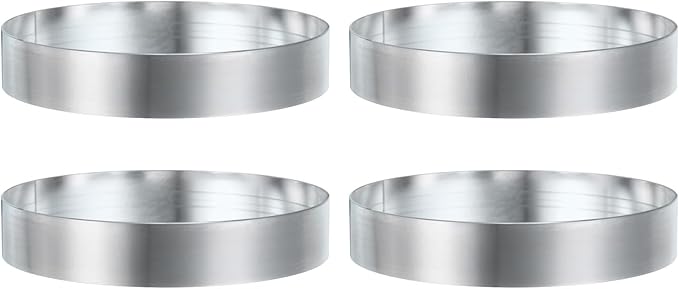 HARFINGTON 4Pcs Round Cake Ring 3.94 x 1 Inch Seamless Stainless Steel Pastry Mousse Dessert Ring Mirror Coating for Baking Cooking English Muffins Crumpet Making Tool