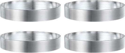HARFINGTON 4Pcs Round Cake Ring 3.94 x 1 Inch Seamless Stainless Steel Pastry Mousse Dessert Ring Mirror Coating for Baking Cooking English Muffins Crumpet Making Tool