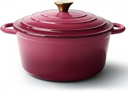 6 Quart Dutch Oven Pot with Lid, Non Stick Enameled Cast Iron Dutch Oven for Bread Baking, Heavy-Duty, Oven Safe Ceramic Cookware Up to 500°F for Baking, Braising, Stews, Roasting, Rose