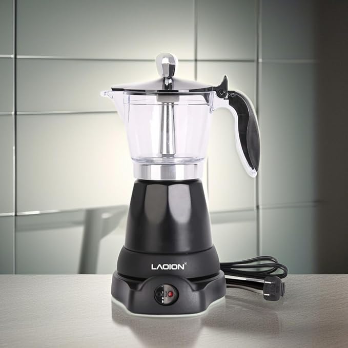 Cuban Coffee Maker, 6 or 3cup Electric Espresso Coffee Maker, Portable Cafeteras Electricas Modernas, Electric Moka Pot with Detachable Base & Overheat Protection, Coffee Gift for Home Travel