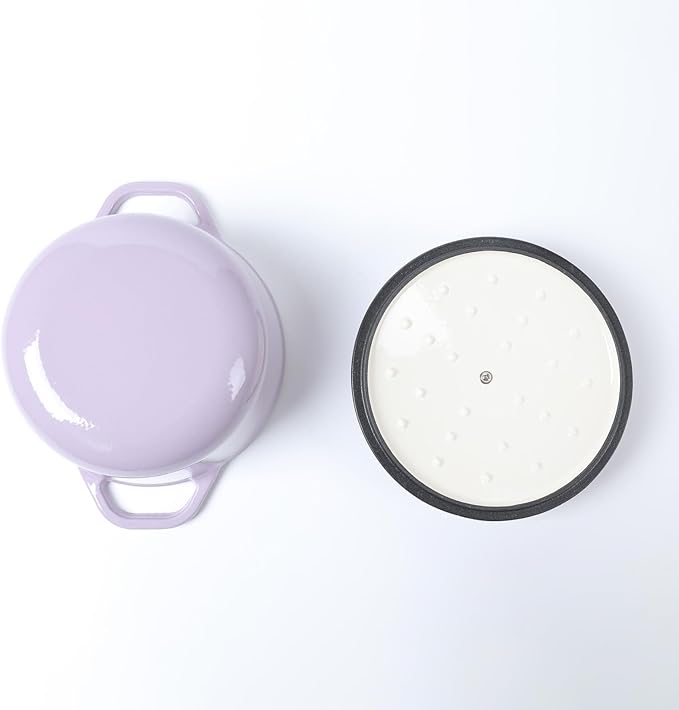 HAWOK 3 qt Enameled Cast Iron Dutch Oven, Dia. 7.87 inch with Lid, Purple