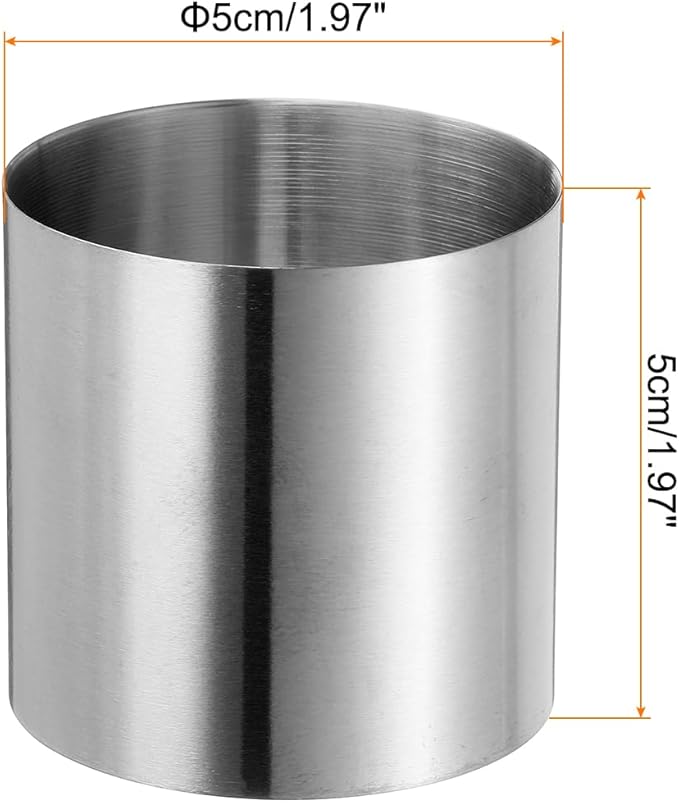 HARFINGTON 4PCS Round Cake Ring 2 x 2 Inch Seamless Stainless Steel Pastry Mousse Dessert Ring Mirror Coating for Baking Cooking Making Tool