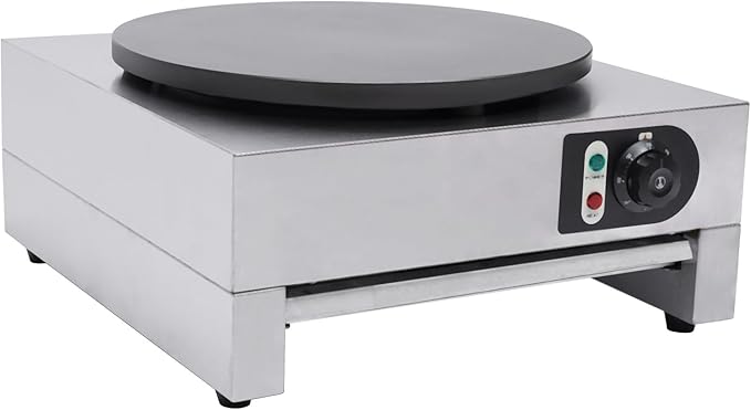 16" Commercial Electric Crepe Maker, 3000W Pancake Baking Machine Non-Stick Electric Crepe Pan Single Hotplate Adjustable Temperature 50-300℃(122-572℉) with Batter Spreader for Tortilla