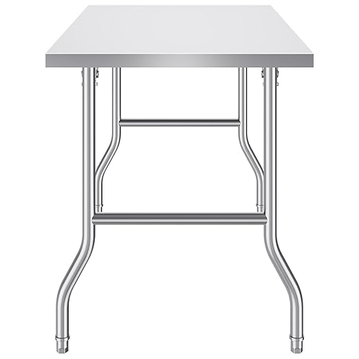 VEVOR Stainless Steel Foldable Work Table, 48 * 30 Inch Heavy Duty Food Outdoor Stainless Steel Worktable for Commercial Kitchen Restaurant