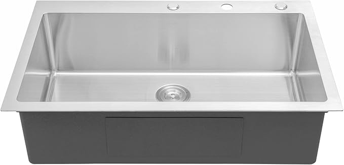 CozyBlock 36 Inches 16-Gauge Stainless Steel Topmount Drop-in Single Bowl Kitchen Sink in Brushed Stainless Steel Finish with Strainer