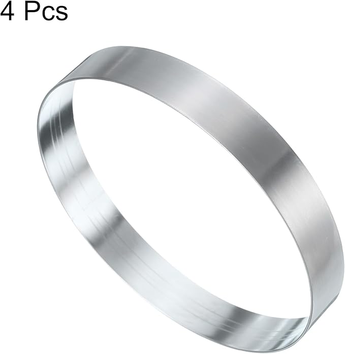HARFINGTON 4Pcs Round Cake Ring 4.72 x 1 Inch Seamless Stainless Steel Pastry Mousse Dessert Ring Mirror Coating for Baking Cooking English Muffins Crumpet Making Tool