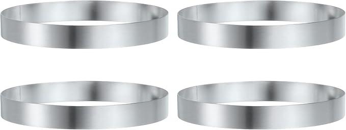 HARFINGTON 4Pcs Round Cake Ring 5.5 x 1 Inch Seamless Stainless Steel Pastry Mousse Dessert Ring Mirror Coating for Baking Cooking English Muffins Crumpet Making Tool